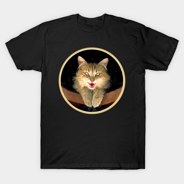 Mad Yellow Tabby Cat T-Shirt by Alpen Designs